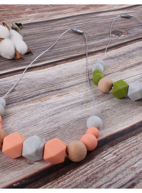 硅胶宝宝咬胶磨牙棒咀嚼吊坠项链