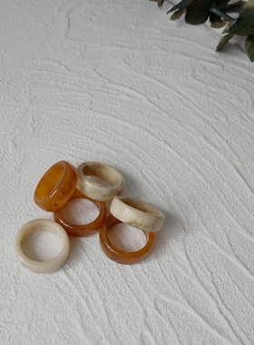 白色食指戒树脂渐变色幻彩戒指