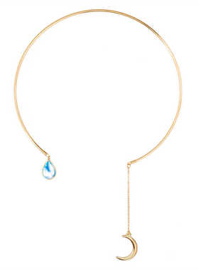 月亮水滴女士短款项链