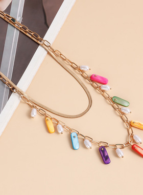 欧美跨境女士天然几何项链