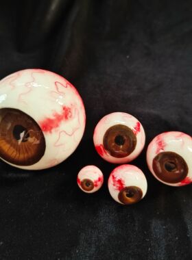 无链条无孔咖啡色眼球眼珠仿真血丝血腥血迹舞台道具包链挂件