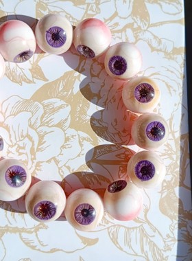 彩虹色眼球眼珠手链 仿真血丝 蓝色紫色眼球手链