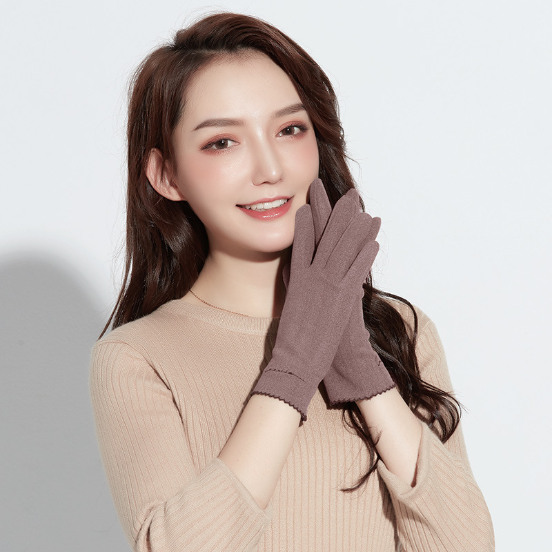向朵旗舰店手套女士冬季加绒加厚保暖防风休闲简约触屏户外骑行开车防滑加厚0