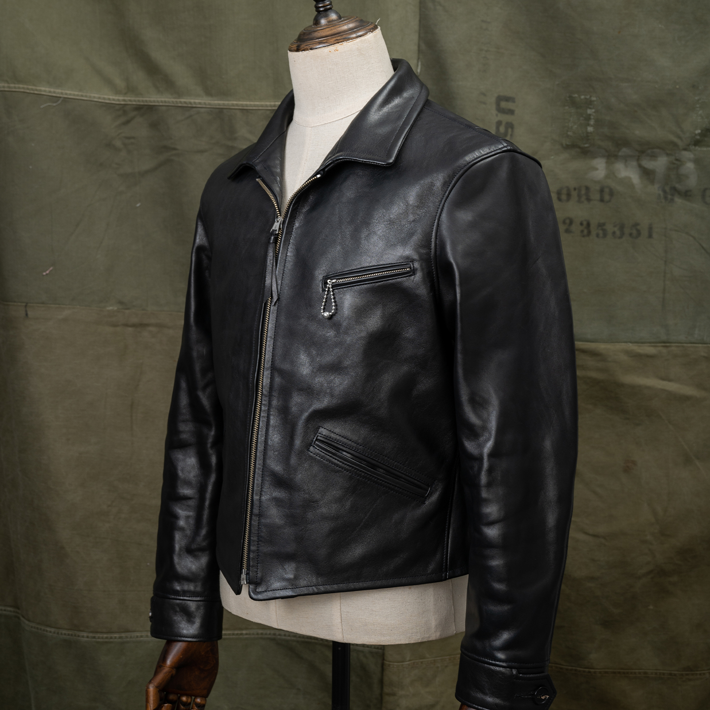 HDK海觉 762小木盒 7号全植全粒无涂马皮机车服 短宽版型TWC风 - 图1