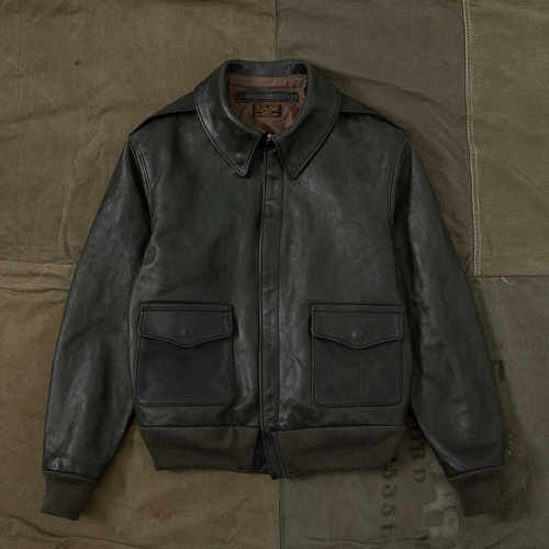 HDK(海觉）7号全植无涂油蜡马皮 27752飞机标 A2 飞行服夹克 - 图0