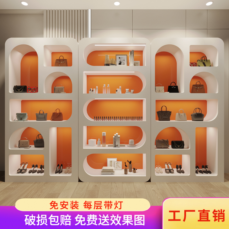 美容院化妆品产品展示柜烤漆直播间柜鞋子包包展柜手办橱窗柜定制-图0