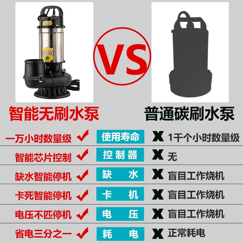 大流量无刷直流潜水泵48v60v72V浇菜3寸4寸小型电动电瓶车抽水泵 - 图2