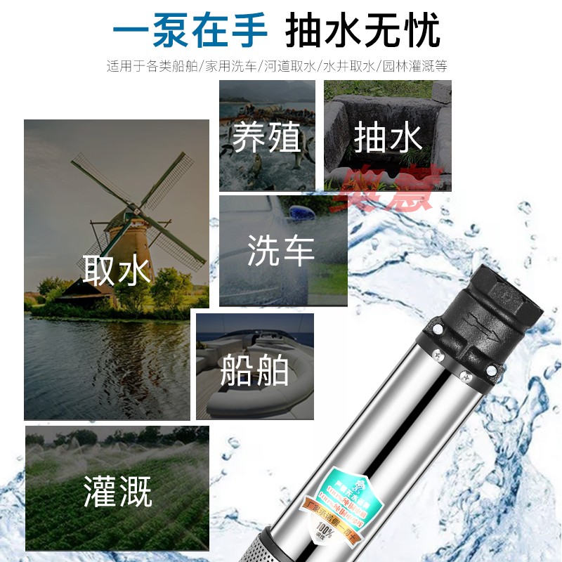 直流潜水泵12v24v48v60v72伏通用电动车水泵电瓶抽水机直流深井泵-图1