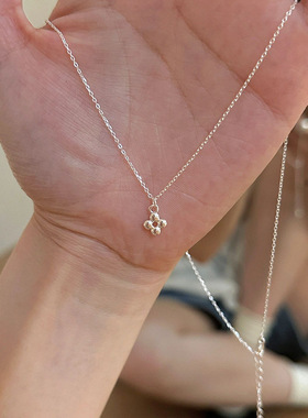 s925银四叶小花项链饰品女简约众