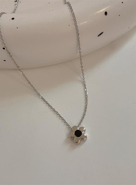 黑色太阳花朵项链女轻奢小众设计