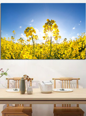 油菜花田园风景贴画简约客厅餐厅装饰挂画花卉花海民宿酒店装饰画