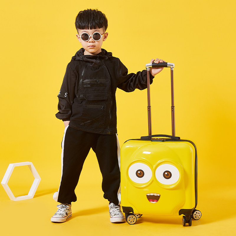 小学生黄女童男孩可坐可爱拉杆箱 欢旅箱包旅行箱