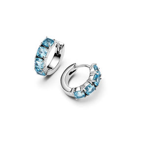 Pandora潘多拉浅蓝圈形耳环度假风个性简约时尚情侣