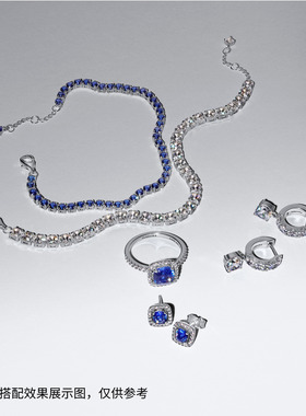 Pandora潘多拉闪耀网球手链蓝色可调节可叠戴礼物