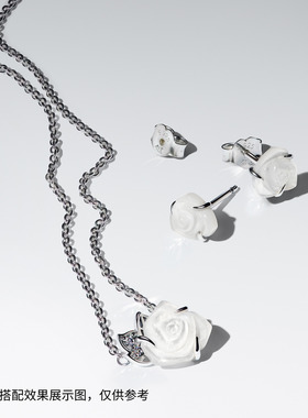 潘多拉白色优雅项链颈饰雪映玫瑰
