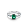 Pandora Pandora green rectangular brilliant halo ring sparkles exquisite spring gift