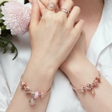 Pandora, браслет, золотой комплект, розовое золото, легкий роскошный стиль