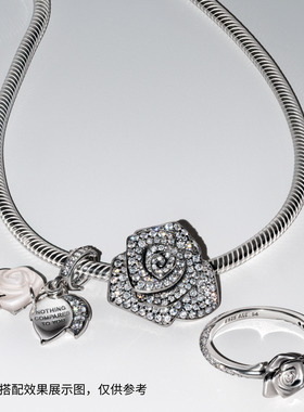 潘多拉密镶高级优雅戒指盛放玫瑰