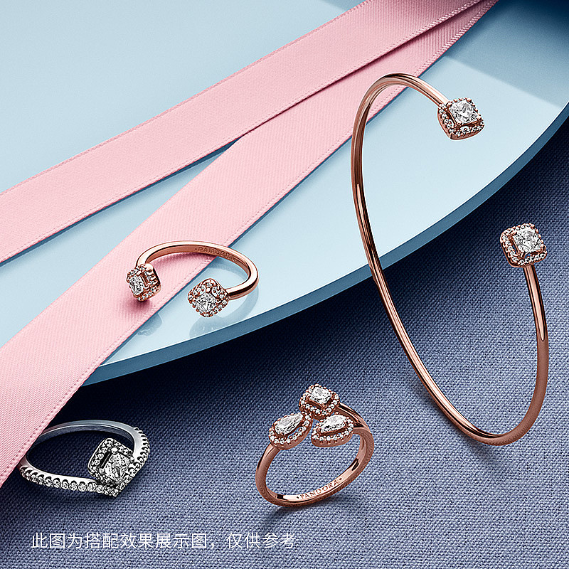 [38 Advance Purchase] Pandora Pandora Rose Square Open Bracelet 588508C01  Couple Gift Female