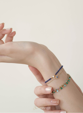 sanswood天然石碧玺串珠手链女
