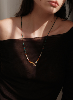 森吾五彩国风串珠中长款项链