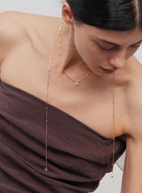 森吾纯银莫桑钻长款蛇骨颈链女