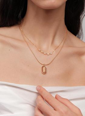 森吾du家牛皮拼接蛇纹肌理项链