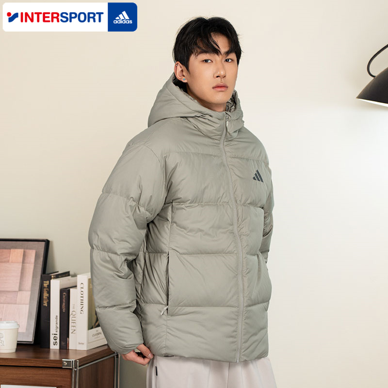 阿迪达斯羽绒服男装2025新款保暖运动户外防风御寒连帽外套KC2479 - 图1