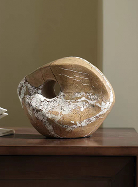 大理石装饰极简茶室穿孔摆件软装