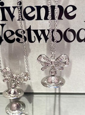 重工土星orb粉色蝴蝶飞碟项链女立体星球锁骨链毛衣链高版本辣妹