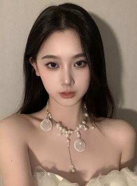 奢华新娘锆石椭圆项链套装轻奢时尚生日宴锁骨链高级感设计项饰女