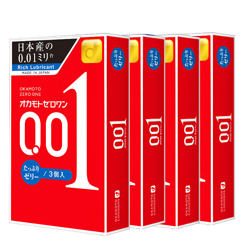 冈本日本原装进口okamoto3只装*4盒200%超强润滑001玻尿酸避孕套 - 图0