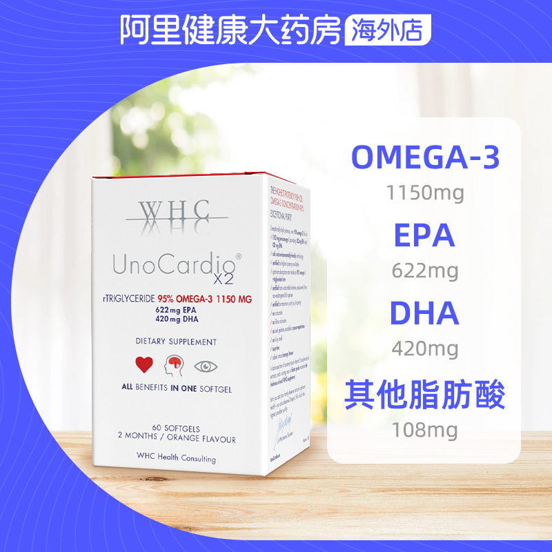 WHC 小红帽rTG型高纯度深海鱼油软胶囊omega3 DHA中老年心脑60粒 - 图2