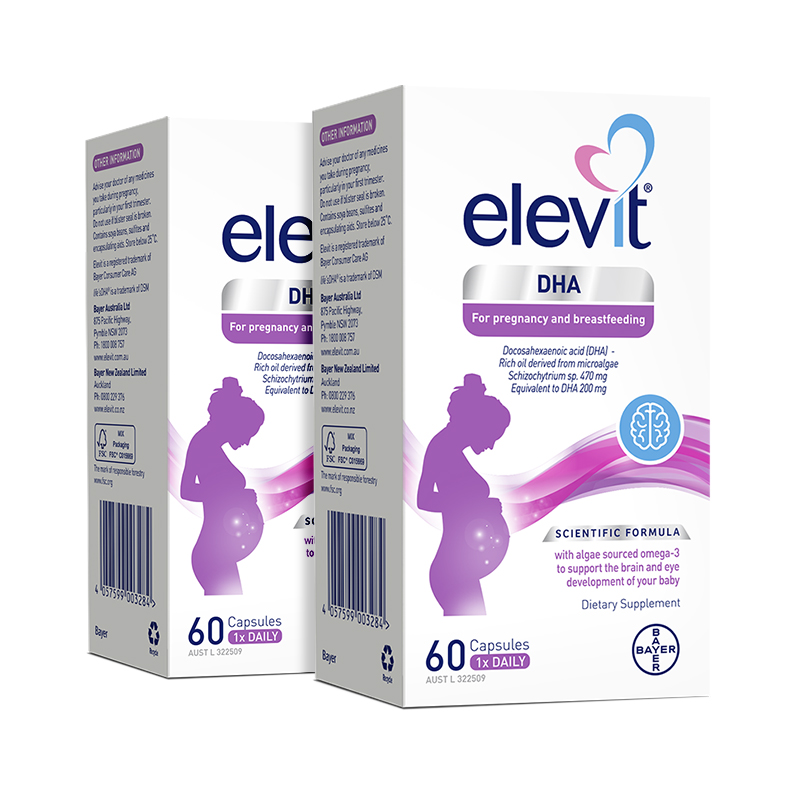 Elevit 爱乐维孕妇藻油胶囊DHA孕妇专用怀孕期哺乳期60粒/盒*2盒_孕妇装_孕产妇用品_营养 第1张