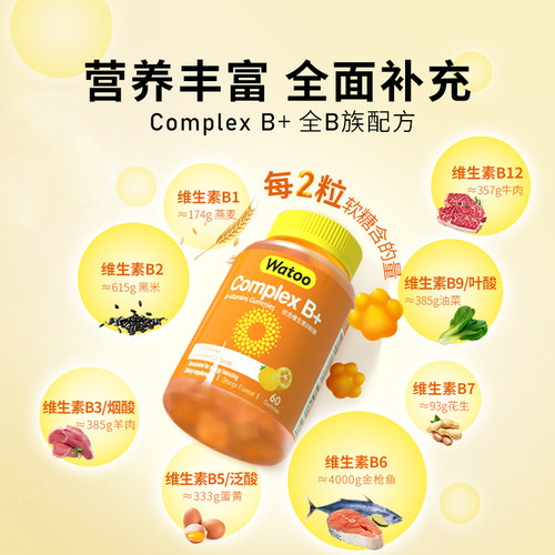 Watoo维生素B族软糖复合多种vb微量元素b1b2b6b9b12青少年成人 - 图1