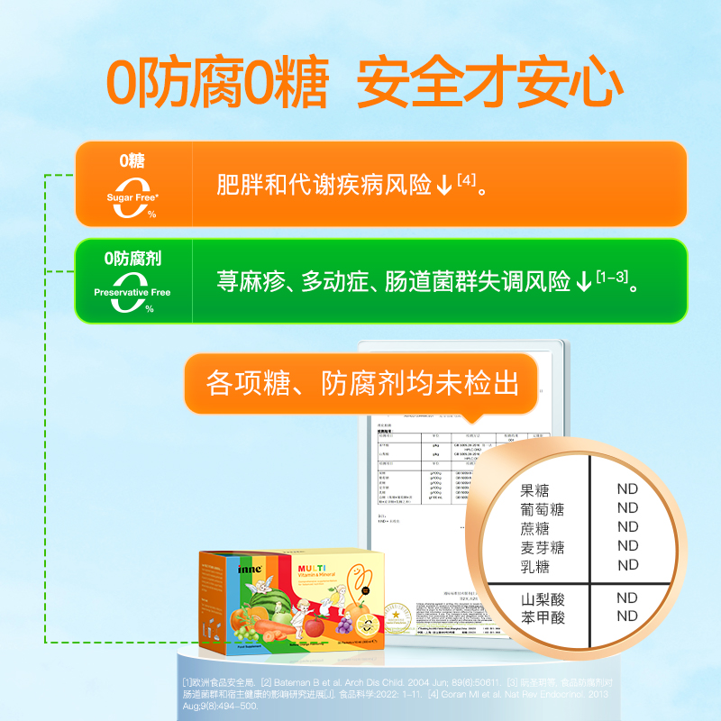 inne儿童宝宝复合多种维生素钙铁锌b族改善胃口 30条*2盒