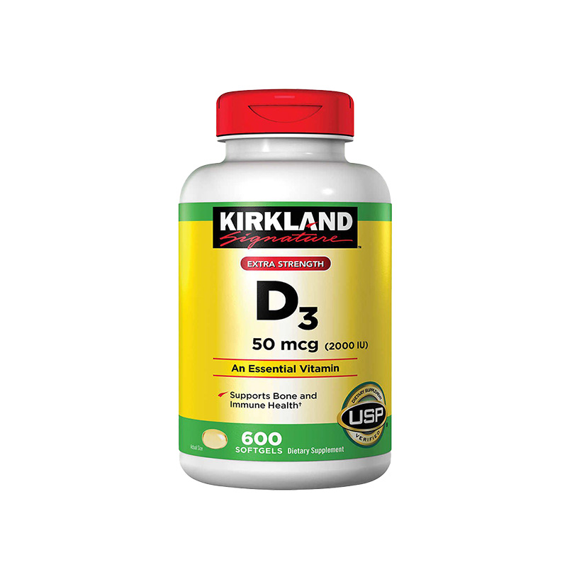 美国Kirkland 柯克兰维生素D3液体维他命D3软胶囊2000IU 600粒装 - 图0