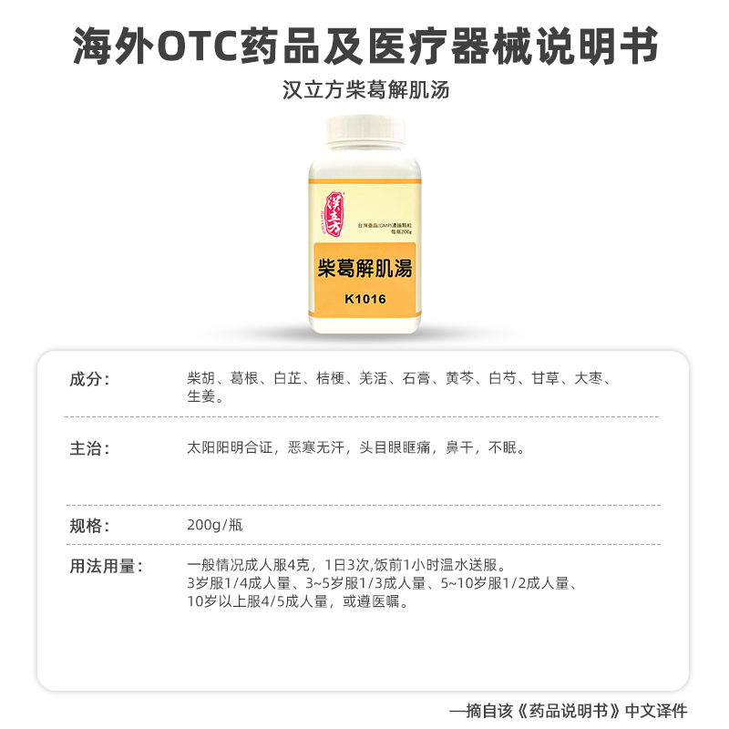 汉立方柴葛解肌汤风寒感冒同仁堂柴胡冲剂降火清热解毒鼻干失眠