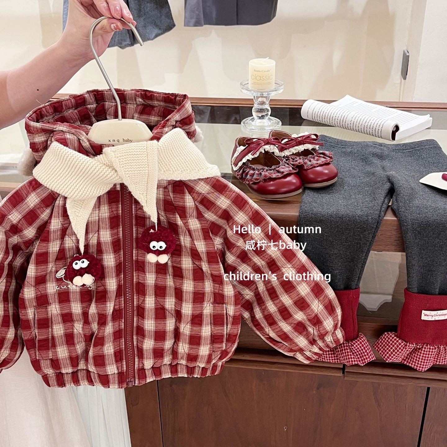 咸柠七丨小煤球！女童兔耳朵格子棉衣外套韩版秋冬款加绒加厚棉服,淘宝优惠券,粉丝福利购,淘宝优惠卷