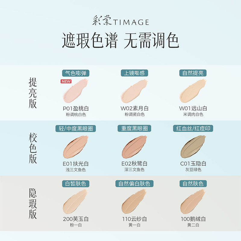 【重磅新品】彩棠TIMAGE无瑕遮瑕液痘印红血丝斑点黑眼圈提亮泪沟