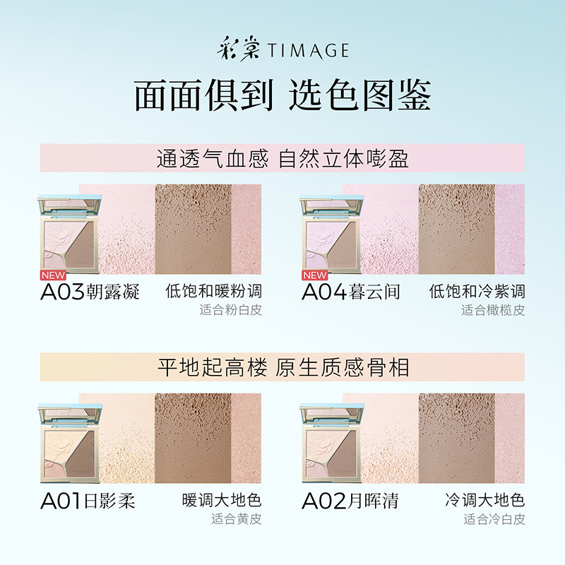 【达人专享】彩棠TIMAGE高光修容一体盘三色哑光珠光提亮脸部轮廓