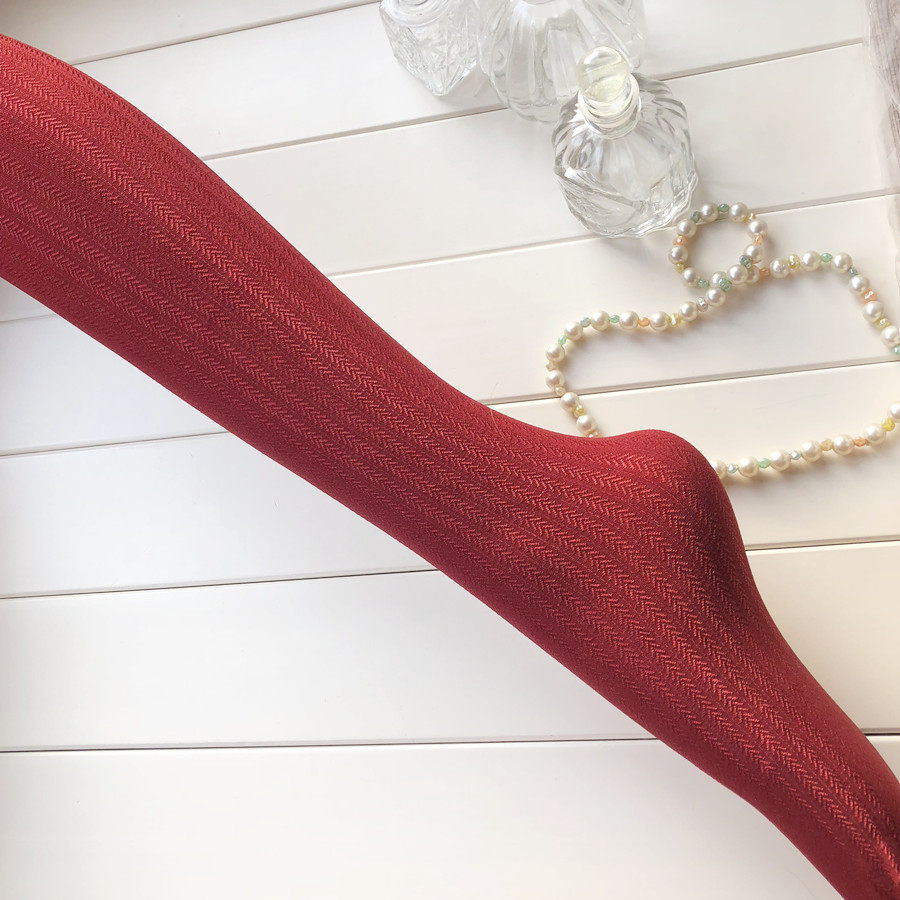 秋圣诞红色珠光人字纹天鹅绒连裤袜 80D麦穗提花T裆不透肉丝袜女,淘宝优惠券,粉丝福利购,淘宝优惠卷