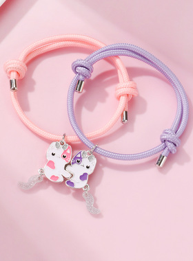 可爱发光猫咪手链一对磁吸吊坠