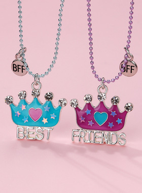 创意可爱公主风皇冠夜光闺蜜项链
