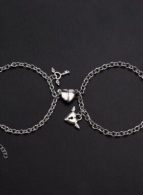 爱心锁相吸情侣手链不掉色简约心形锁钥匙男女闺蜜手链一对