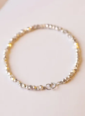 S925手链设计手饰复古风纯银女小众生日礼物纯银珠闺蜜碎银子