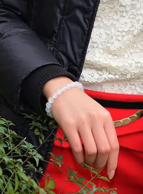 手饰手链白玛瑙赠送天然精品女证书白玛瑙【冰种宝石】手串