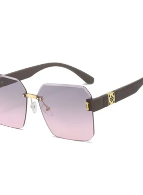 女无框2025太阳眼镜大脸防紫外线素颜显瘦偏光高级感新款切边墨镜