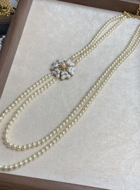 耳环项链锁骨链优雅镶钻法式珍珠戒指滴油仙气花朵白色山茶花