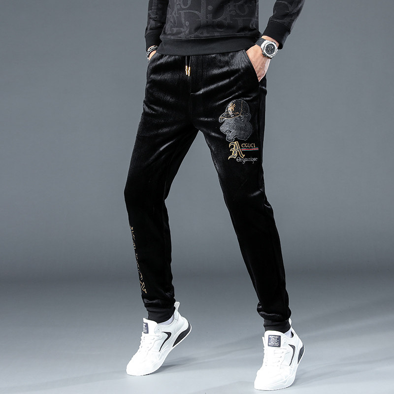 金丝绒男潮流加绒加厚灯芯绒休闲裤 巨索休闲裤